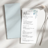 Elegante stoffige blauwe bloemenbruiloft menu