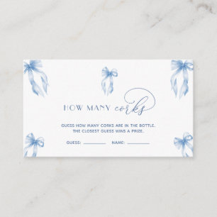 Elegante stoffige blauwe boog raad hoeveel kurken  informatiekaartje