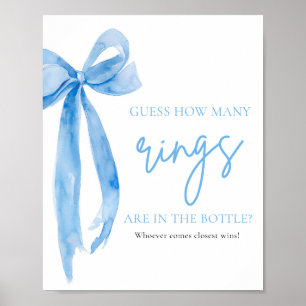 Elegante stoffige blauwe boog Raad hoeveel ringen  Poster