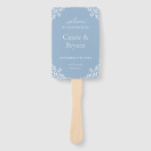 Elegante stoffige blauwe vintage huwelijksprogramm handwaaier (Voorkant)
