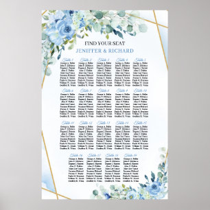 Elegante stoffige blauwe waterverf bloemeneucalypt poster