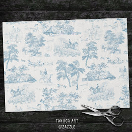 Elegante stoffige Blue Horse Hunting Toile Tissuepapier