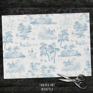 Elegante  stoffige Blue Horse Hunting Toile Tissuepapier