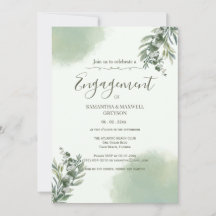 Elegante stoffige groene script uitnodiging voor v