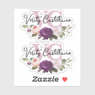 Elegante stoffige mauve bloemen persoonlijke naam  sticker