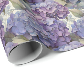 Elegante stoffige paarse blauwe waterverf hortensi cadeaupapier