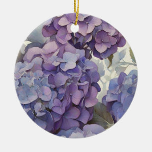 Elegante stoffige paarse blauwe waterverf hortensi keramisch ornament