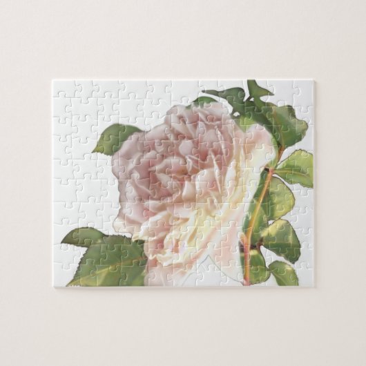 Elegante stoffige perzikkleurige oranje witte bloe legpuzzel (Horizontaal)