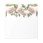 Elegante stoffige perzikkleurige oranje witte bloe notitieblok (Voorkant)