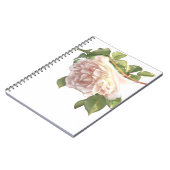 Elegante stoffige perzikkleurige oranje witte bloe notitieboek (Linkerzijde)