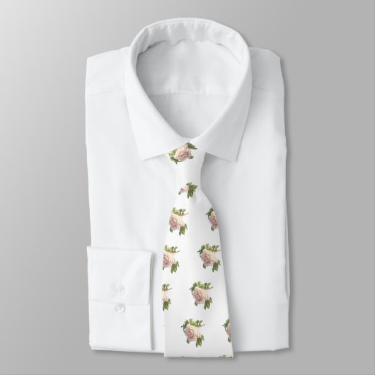Elegante stoffige perzikkleurige oranje witte bloe stropdas (Gebonden)