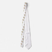 Elegante stoffige perzikkleurige oranje witte bloe stropdas (Achterkant)