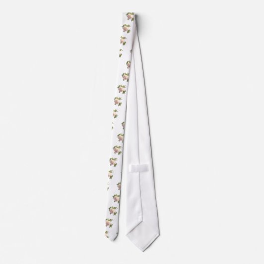 Elegante stoffige perzikkleurige oranje witte bloe stropdas (Achterkant)