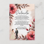 Elegante stoffige Roos bruid en bruidegom bloemenb Informatiekaartje (Voorkant)