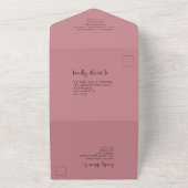 Elegante stoffige Roos script bruiloft All In One Uitnodiging (Buitenkant)