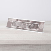 Elegante stoffige Roos Vintage Bloemen Bureau Naambordje (Voorkant)