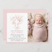 Elegante stoffige roos waterverf bloemen Doop Kaart (Voorkant / Achterkant)