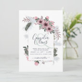 Elegante stoffige roze ampersand bloemboog bruilof kaart (Staand voorkant)