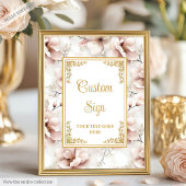 Elegante stoffige roze bloemen gouden bruiloft op poster