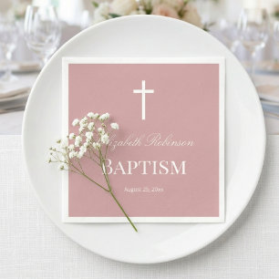 Elegante stoffige roze doop papieren servet