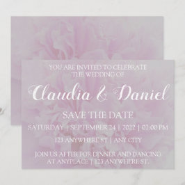 Elegante stoffige roze pioen bloemige bewaar de da kaart