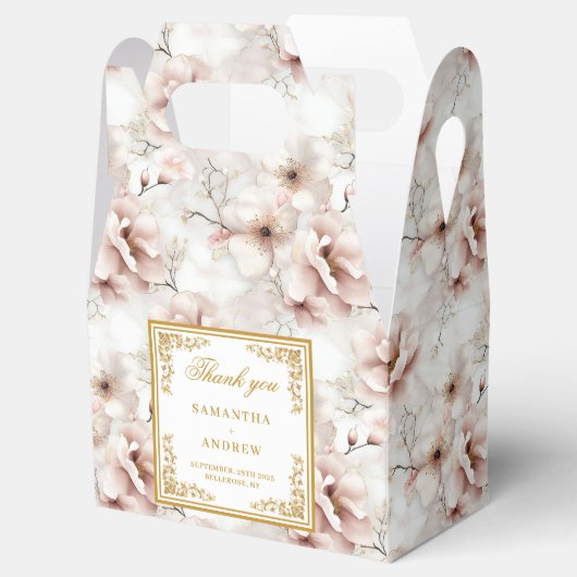 Elegante stoffige roze waterverf bruiloft gunstbox bedankdoosjes (Geopend)