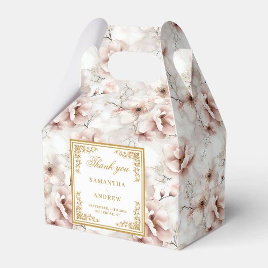 Elegante stoffige roze waterverf bruiloft gunstbox bedankdoosjes (Voorkant Zijde)