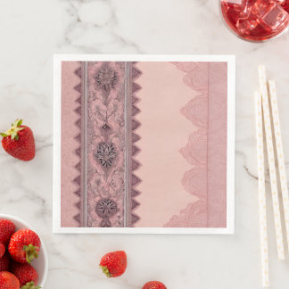 Elegante Stofrose Vintage Kant Rand Bruiloft Servet