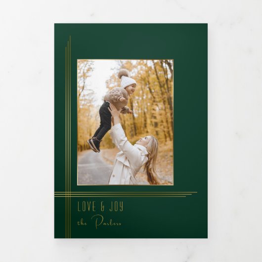 Elegante strakke groen / goud moderne deco stijl f drieluik kaart (Cover)