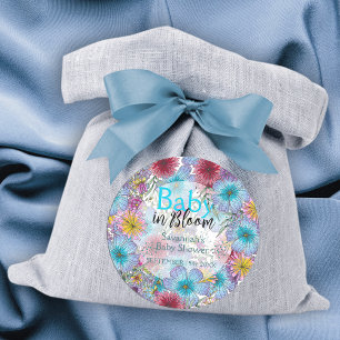 Elegante stralende Boheemse Bloemen Baby in Bloom Ronde Sticker