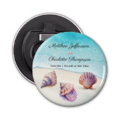 Elegante strand bruiloft zeeschelpen parels nautis button flesopener (Voorkant)