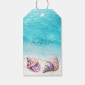 Elegante strand bruiloft zeeschelpen parels nautis cadeaulabel (Achterkant)