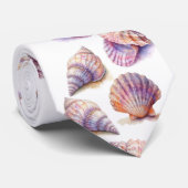 Elegante strand bruiloft zeeschelpen parels nautis stropdas (Opgerold)