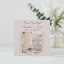 Elegante strand save-the-date, trouwstationery