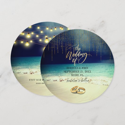 Elegante strand zomer bruiloft kaart (Voorkant / Achterkant)