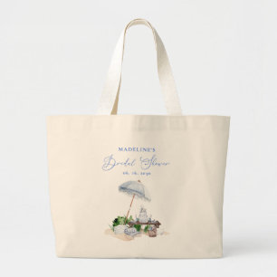 Elegante strandpicknick bruidsuitnodiging grote tote bag