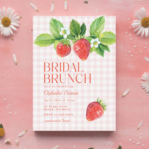 Elegante Strawberry Pink Vrijgezellenfeest Brunch Kaart
