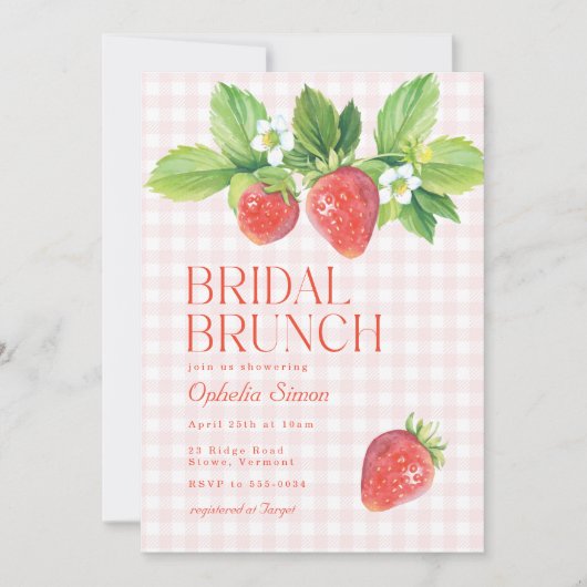Elegante Strawberry Pink Vrijgezellenfeest Brunch Kaart (Voorkant)