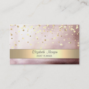 Elegante Streep Confetti Roze Goud Visitekaartje
