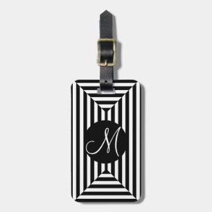 ELEGANTE STREPEN LUGGAGE/BAG/GIFT/TAG BLACK/WHITE BAGAGELABEL