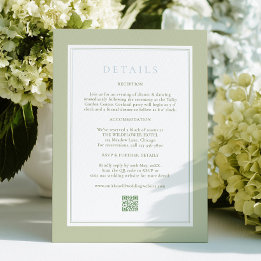 Elegante Strepen Sage Trouw Details Card Informatiekaartje