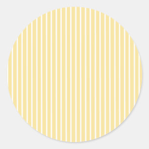 Elegante Strepen Wit - Kanariegeel Ronde Sticker