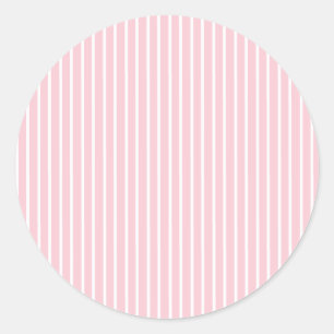 Elegante Strepen Wit - Roze Ronde Sticker