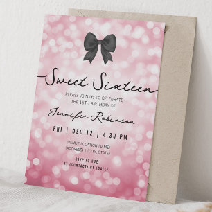 Elegante strik en lichten Sweet Sixteen Roze Kaart