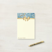 Elegante Strik, Goud Blauwe Marmer Textuur Glitter Post-it® Notes (Op bureau)