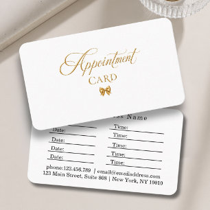 Elegante Strik Goud Witte Salon Afsprakenkaartje