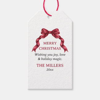 Elegante Strik Kerstmis Cadeaulabel