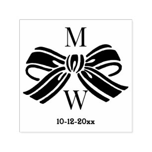 Elegante strik lint #5V Trouwkoppel initials Dt Zelfinktende Stempel
