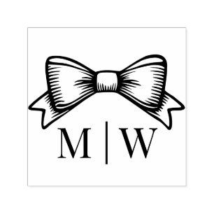 Elegante strik lint #6 huwelijks koppel initials zelfinktende stempel