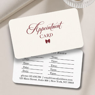 Elegante Strik Rode Beige Salon Afsprakenkaartje